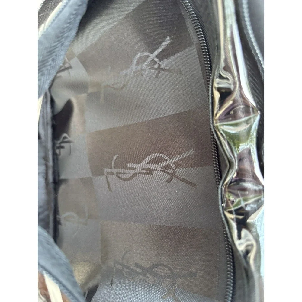 Yves Saint Laurent Beaute Black Canvas Makeup Bag Travel Cosmetic Organizer YSL